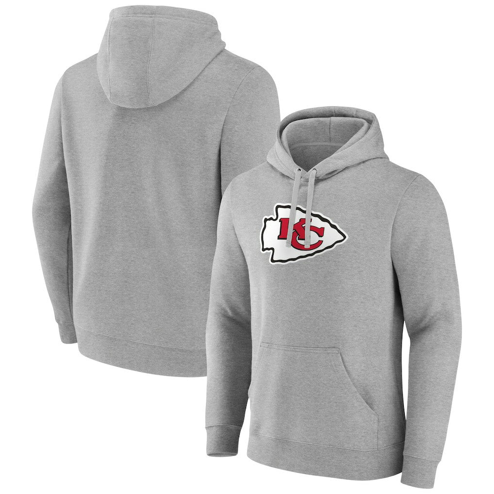 Kansas City Chiefs Primary Team Logo Fitted Pullover Hoodie Heather Gray | NFL