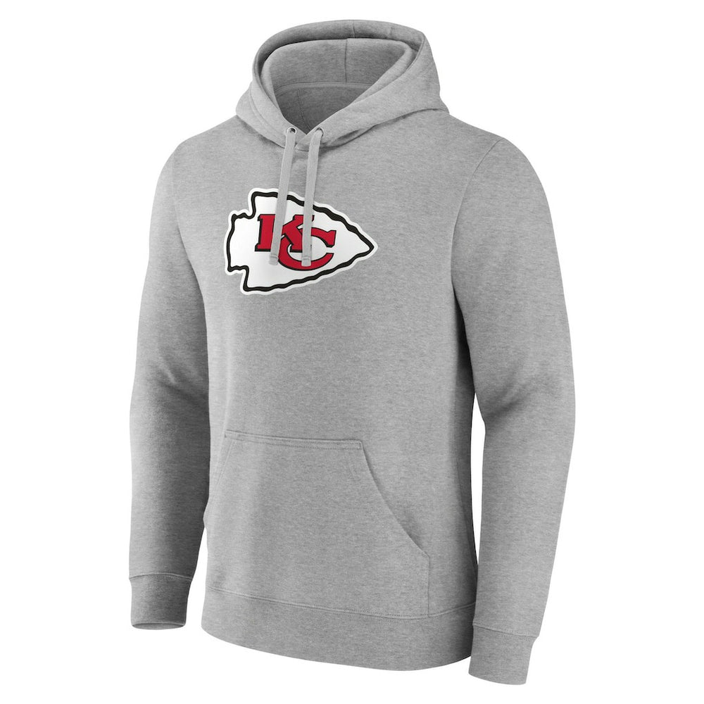 Kansas City Chiefs Primary Team Logo Fitted Pullover Hoodie Heather Gray | NFL