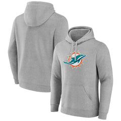 Miami Dolphins Primary Team Logo Fitted Pullover Hoodie Heather Gray | NFL