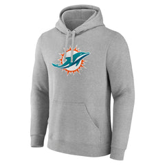 Miami Dolphins Primary Team Logo Fitted Pullover Hoodie Heather Gray | NFL