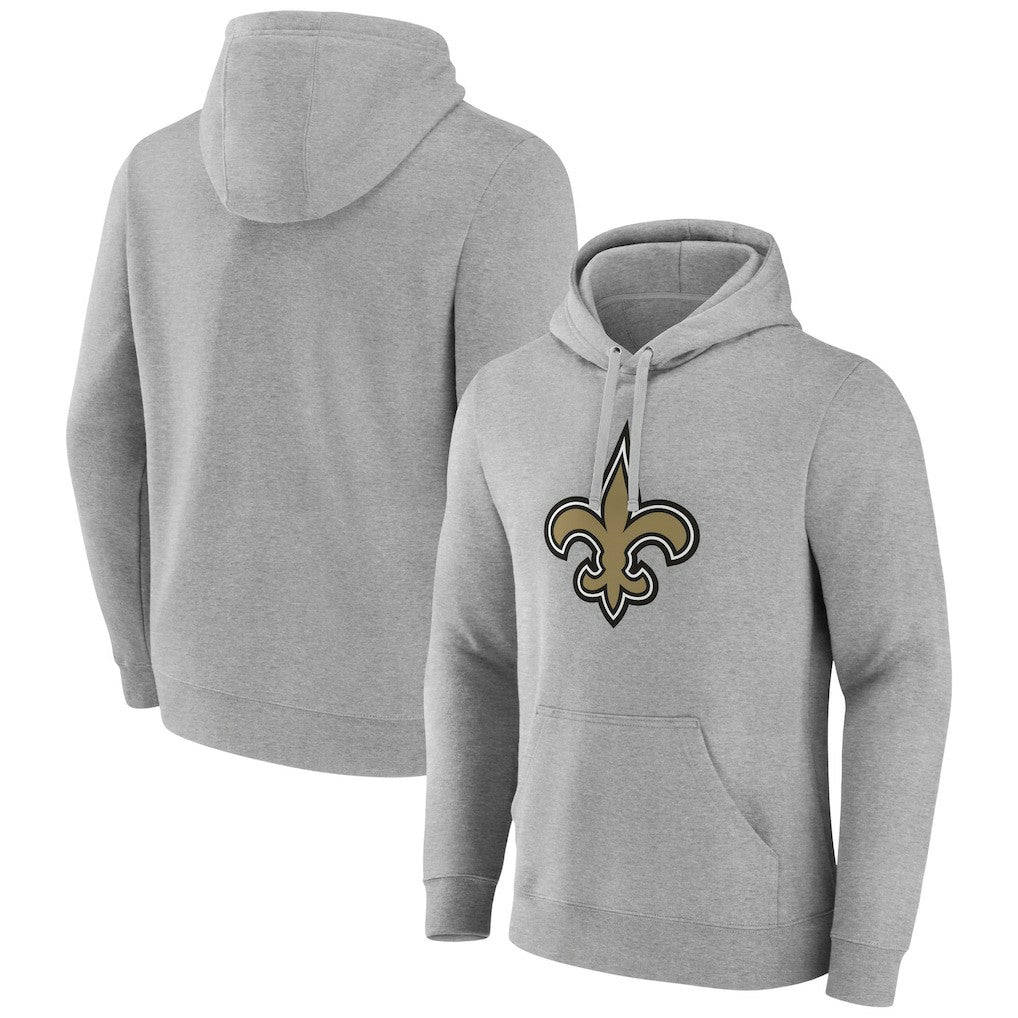 New Orleans Saints Primary Team Logo Fitted Pullover Hoodie Heather Gray | NFL