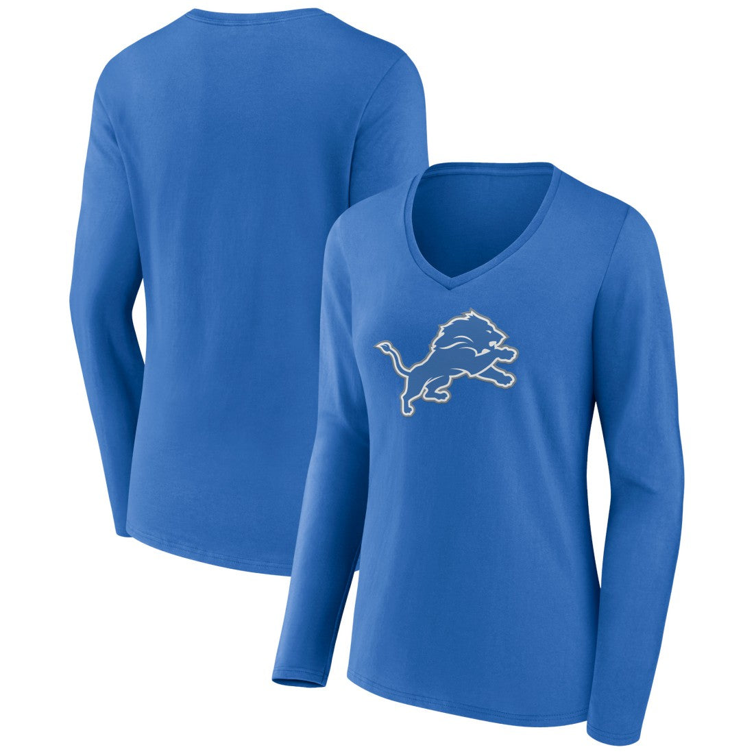 Detroit Lions Women's Primary Team Logo Long Sleeve V-Neck T-Shirt Blue | NFL