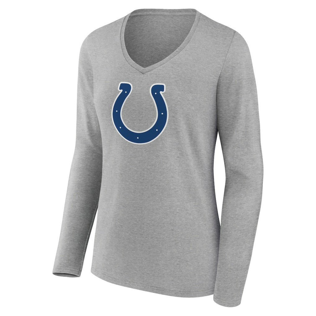 Indianapolis Colts Women's Primary Team Logo Long Sleeve V-Neck T-Shirt Heather Gray | NFL