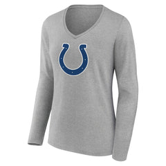 Indianapolis Colts Women's Primary Team Logo Long Sleeve V-Neck T-Shirt Heather Gray | NFL