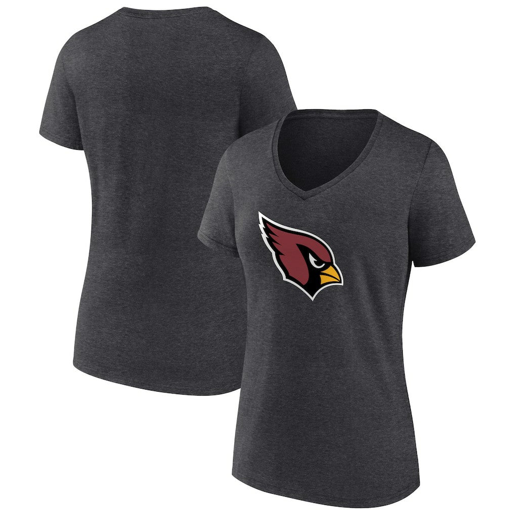 Arizona Cardinals Women's Primary Logo V-Neck T-Shirt Charcoal | NFL