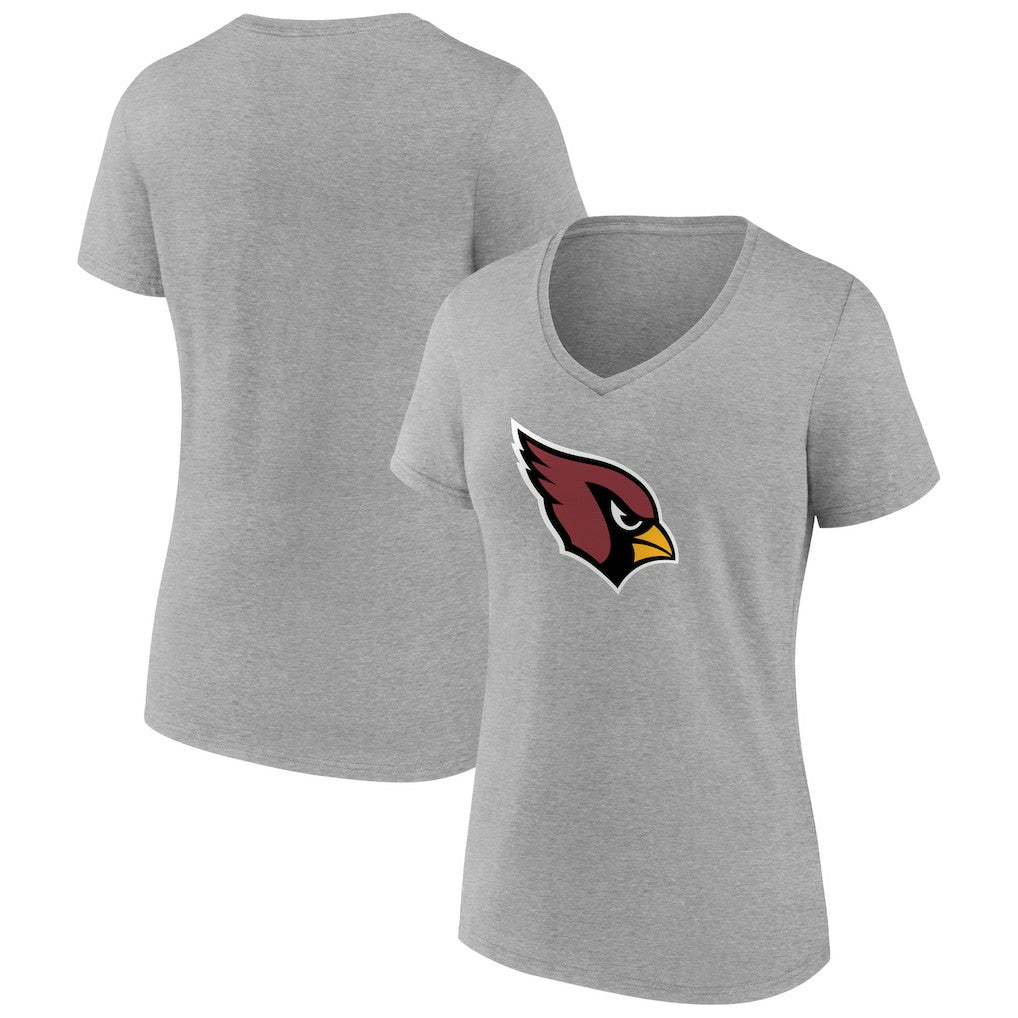 Arizona Cardinals Women's Primary Logo V-Neck T-Shirt Heather Gray | NFL