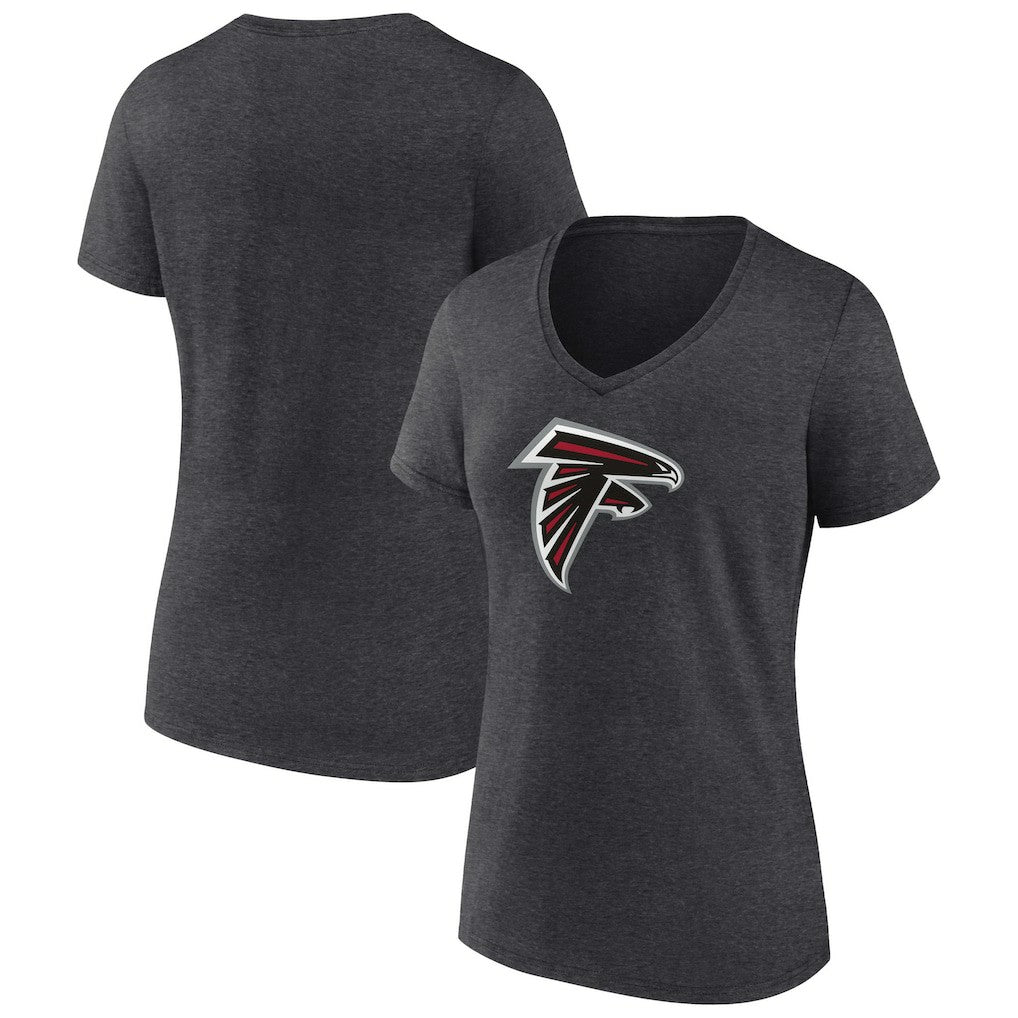 Atlanta Falcons Women's Primary Team Logo V-Neck T-Shirt Charcoal | NFL
