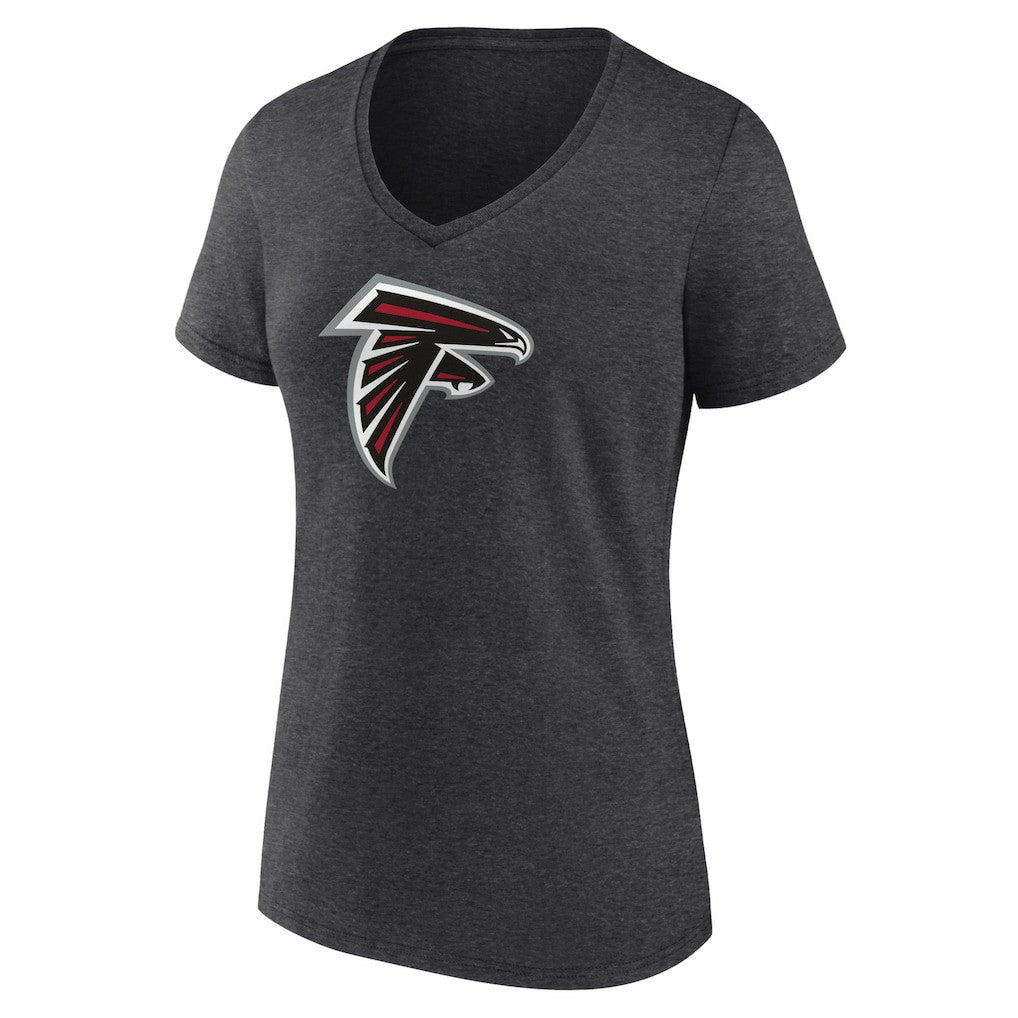 Atlanta Falcons Women's Primary Team Logo V-Neck T-Shirt Charcoal | NFL