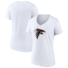 Atlanta Falcons Women's Primary Team Logo V-Neck T-Shirt White | NFL