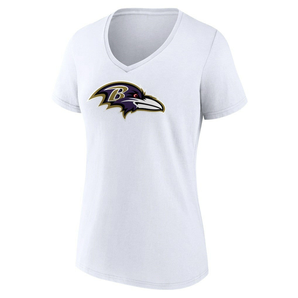 Baltimore Ravens Women's Primary Team Logo V-Neck T-Shirt White | NFL