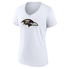 Baltimore Ravens Women's Primary Team Logo V-Neck T-Shirt White | NFL