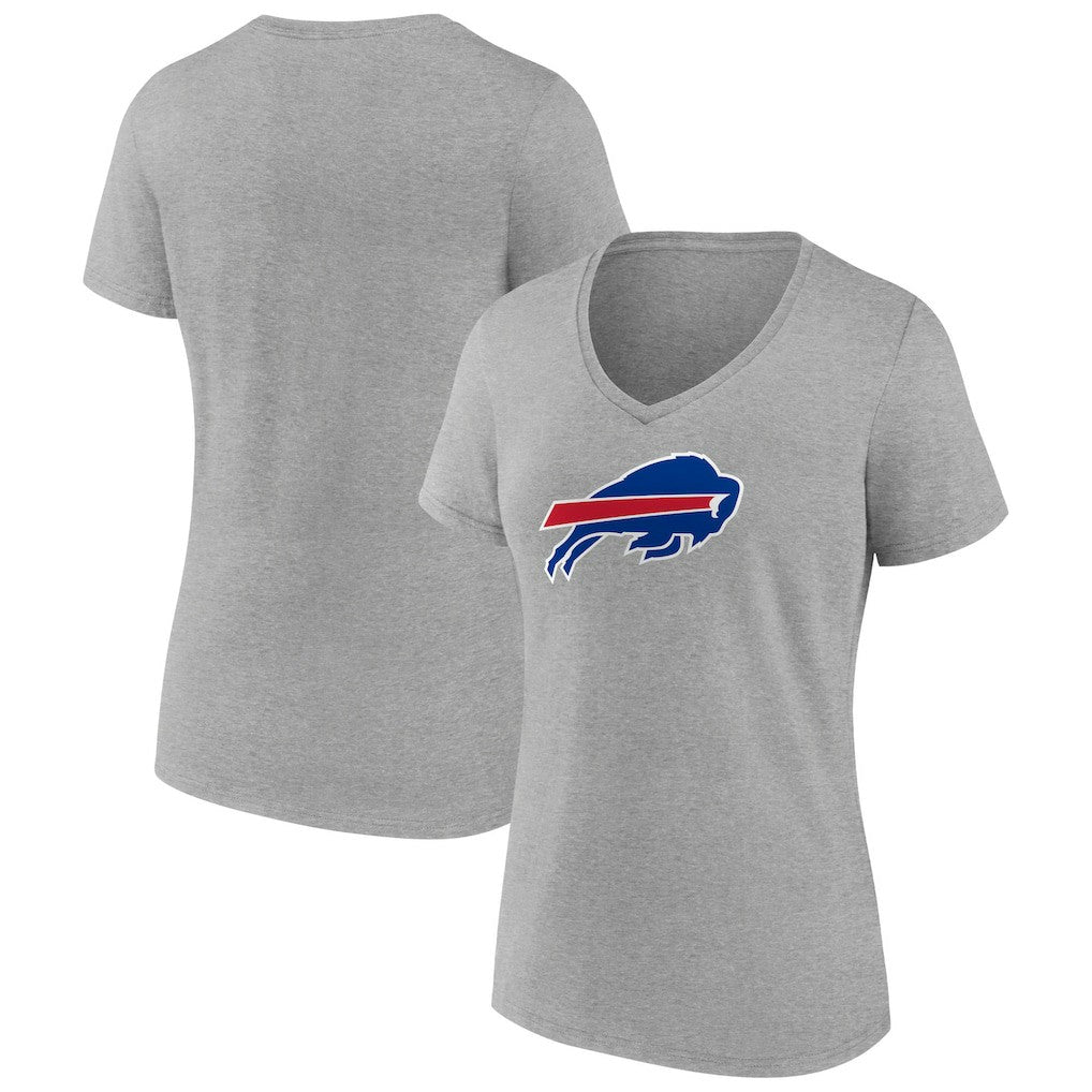 Buffalo Bills Women's Primary Team Logo V-Neck T-Shirt Heather Gray | NFL