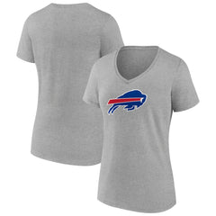 Buffalo Bills Women's Primary Team Logo V-Neck T-Shirt Heather Gray | NFL