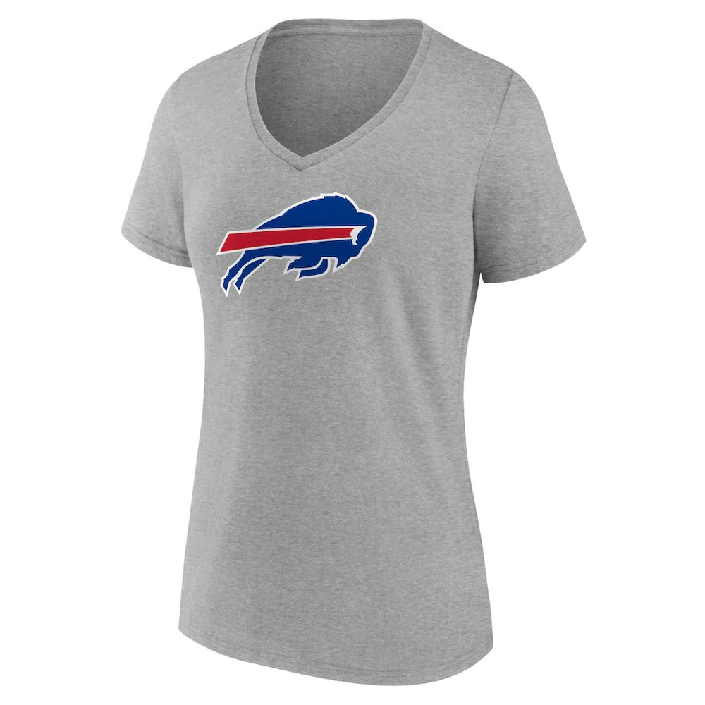 Buffalo Bills Women's Primary Team Logo V-Neck T-Shirt Heather Gray | NFL