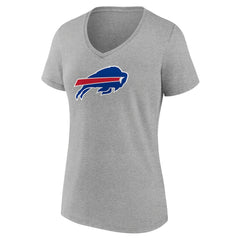 Buffalo Bills Women's Primary Team Logo V-Neck T-Shirt Heather Gray | NFL