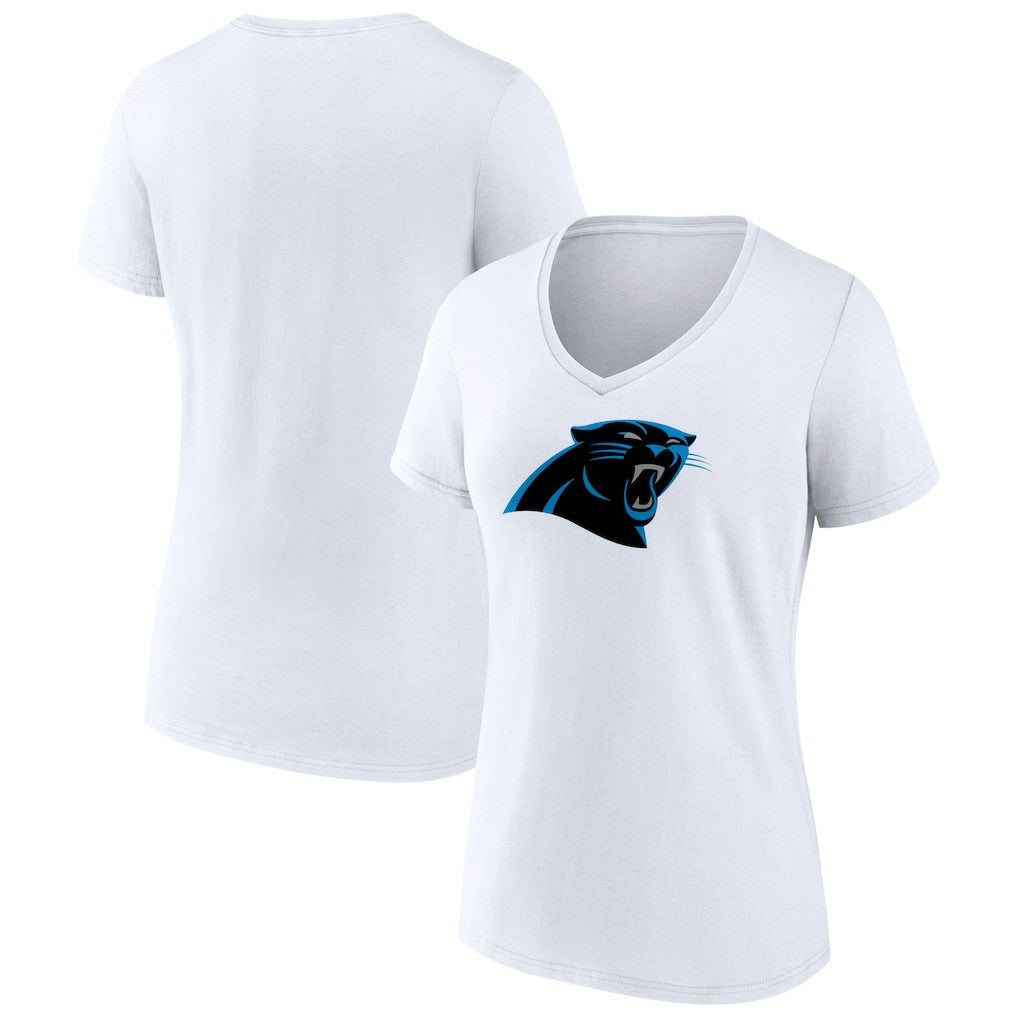 Carolina Panthers Women's Primary Team Logo V-Neck T-Shirt White | NFL