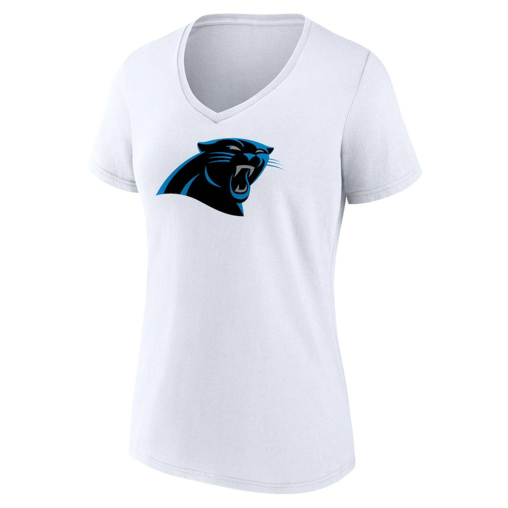 Carolina Panthers Women's Primary Team Logo V-Neck T-Shirt White | NFL