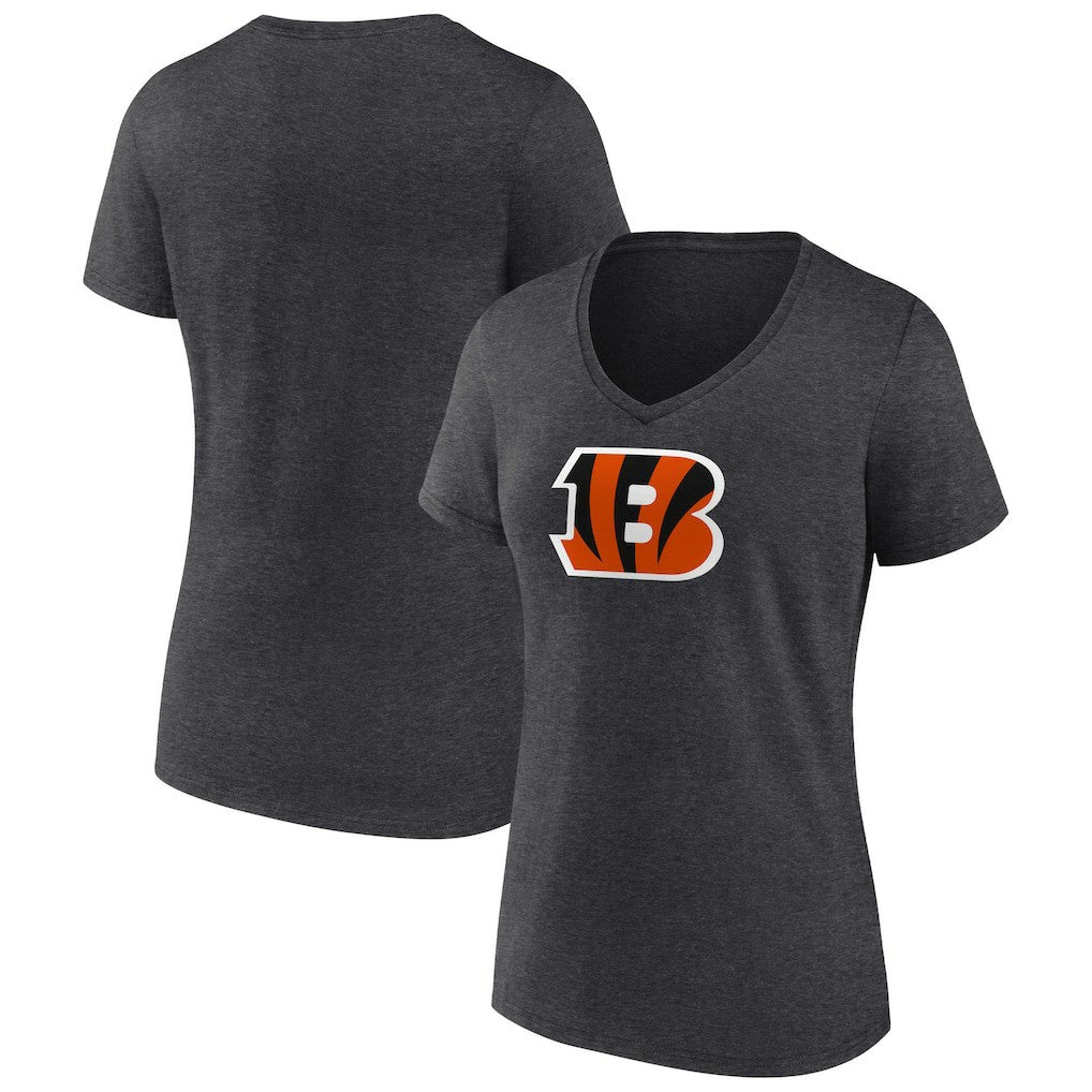 Cincinnati Bengals Women's Primary Team Logo V-Neck T-Shirt Charcoal | NFL