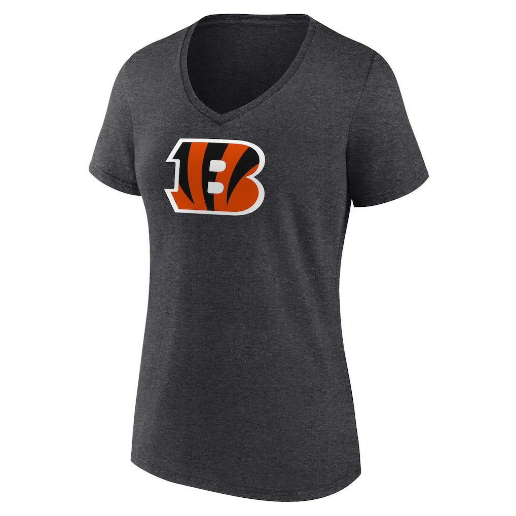 Cincinnati Bengals Women's Primary Team Logo V-Neck T-Shirt Charcoal | NFL