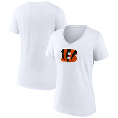 Cincinnati Bengals Women's Primary Team Logo V-Neck T-Shirt White | NFL