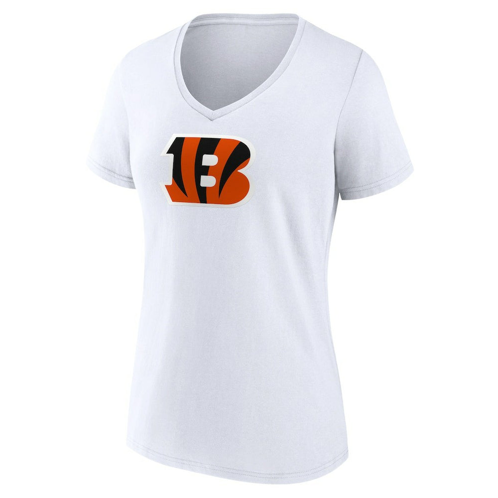 Cincinnati Bengals Women's Primary Team Logo V-Neck T-Shirt White | NFL