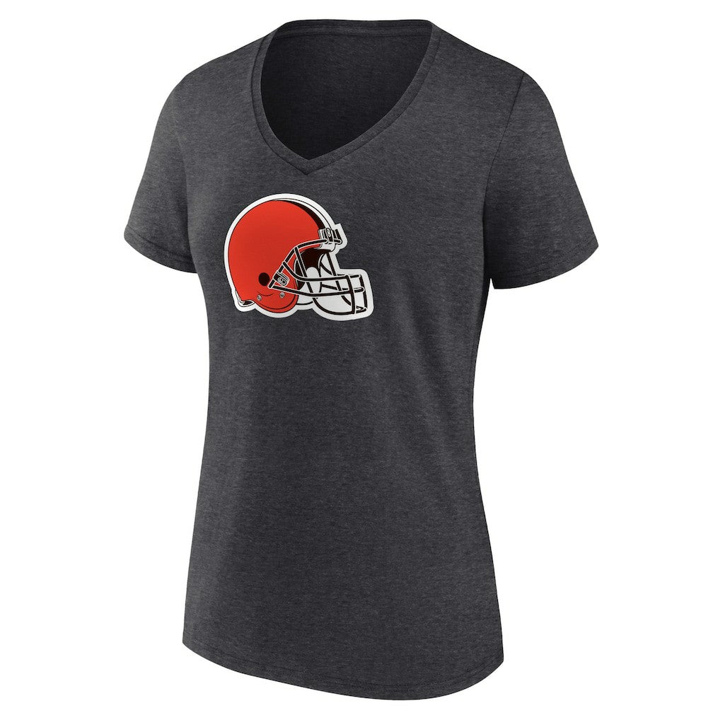 Cleveland Browns Women's Primary Team Logo V-Neck T-Shirt Charcoal | NFL