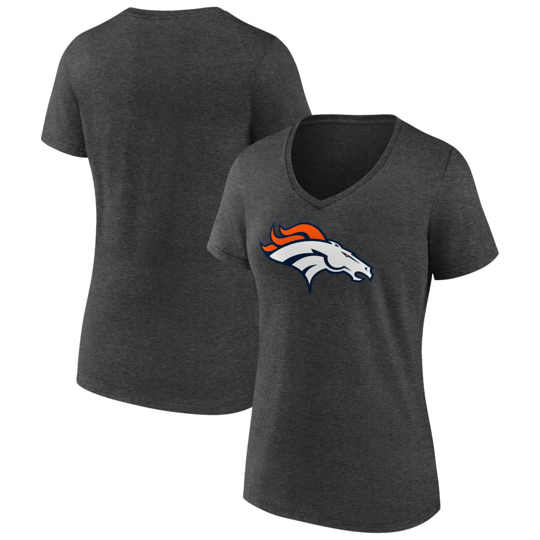 Denver Broncos Women's Primary Team Logo V-Neck T-Shirt Charcoal | NFL