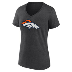 Denver Broncos Women's Primary Team Logo V-Neck T-Shirt Charcoal | NFL