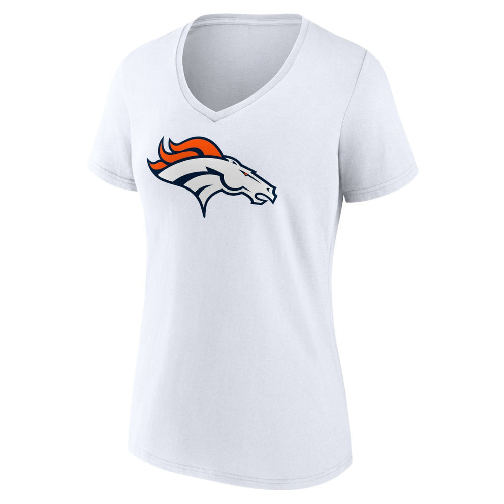 Denver Broncos Women's Primary Team Logo V-Neck T-Shirt White | NFL