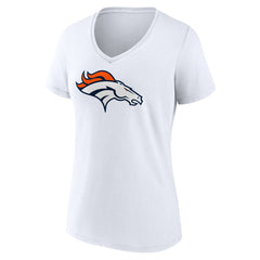 Denver Broncos Women's Primary Team Logo V-Neck T-Shirt White | NFL