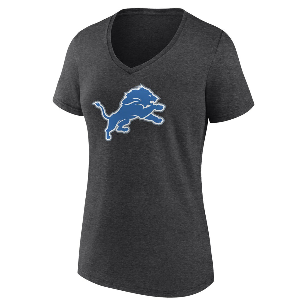Detroit Lions Women's Primary Team Logo V-Neck T-Shirt Charcoal | NFL