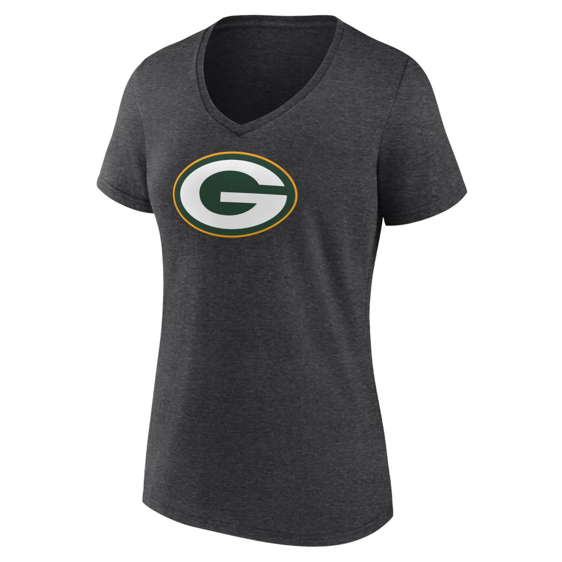 Green Bay Packers Women's Primary Team Logo V-Neck T-Shirt Charcoal | NFL