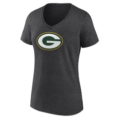 Green Bay Packers Women's Primary Team Logo V-Neck T-Shirt Charcoal | NFL