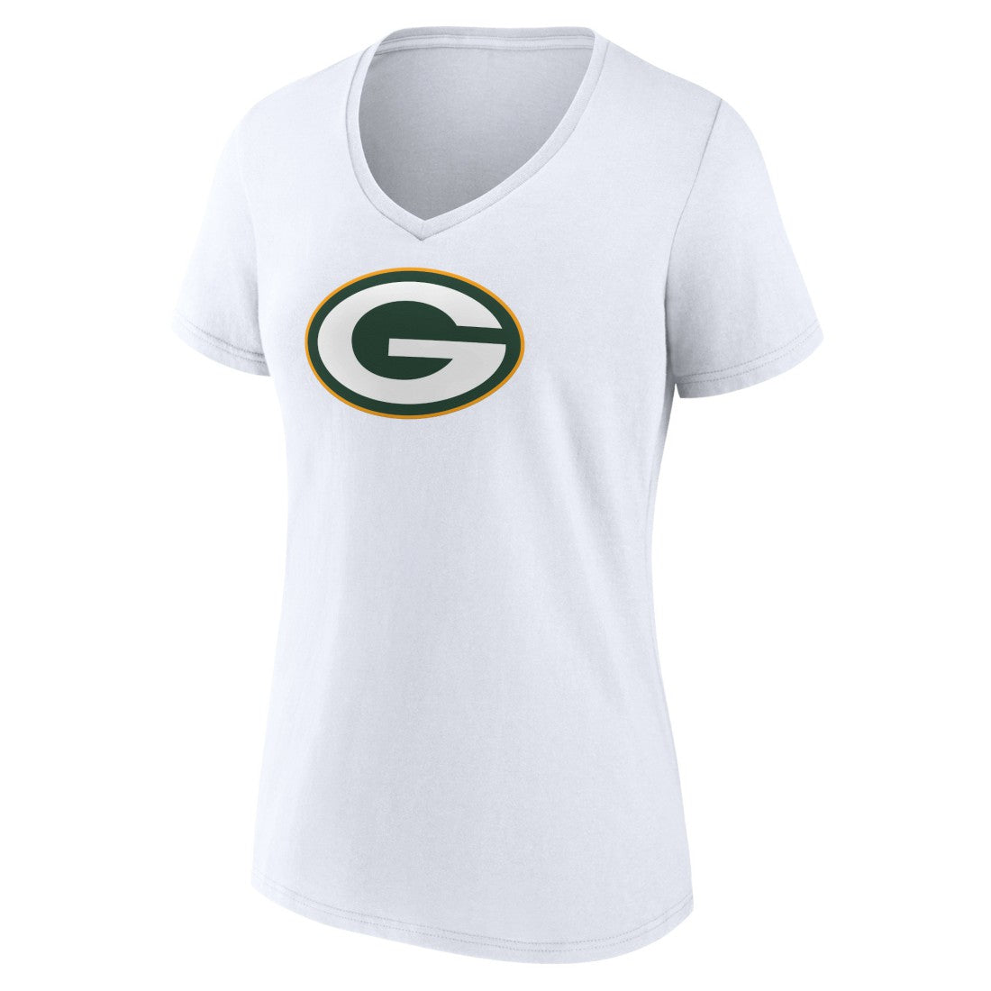 Green Bay Packers Women's Primary Team Logo V-Neck T-Shirt White | NFL