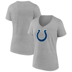 Indianapolis Colts Women's Primary Team Logo V-Neck T-Shirt Heather Gray | NFL
