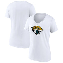 Jacksonville Jaguars Women's Primary Team Logo V-Neck T-Shirt White | NFL
