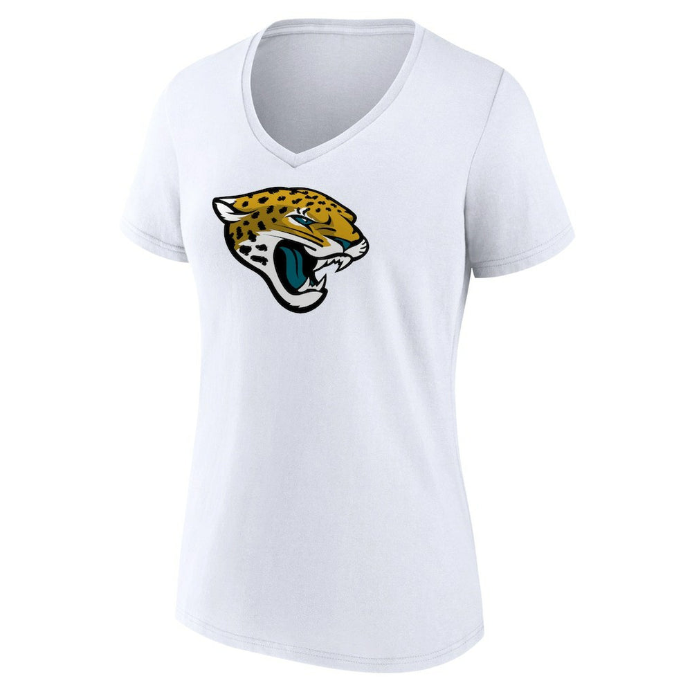 Jacksonville Jaguars Women's Primary Team Logo V-Neck T-Shirt White | NFL