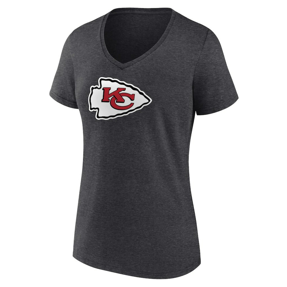 Kansas City Chiefs Women's Primary Team Logo V-Neck T-Shirt Charcoal | NFL