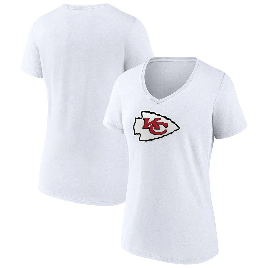 Kansas City Chiefs Women's Primary Team Logo V-Neck T-Shirt White | NFL