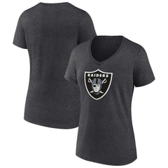 Las Vegas Raiders Women's Primary Team Logo V-Neck T-Shirt Charcoal | NFL
