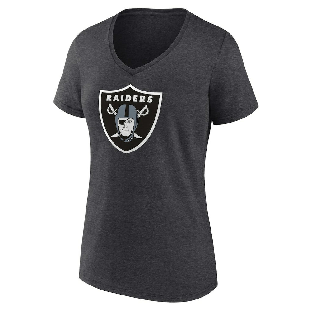 Las Vegas Raiders Women's Primary Team Logo V-Neck T-Shirt Charcoal | NFL