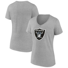 Las Vegas Raiders Women's Primary Team Logo V-Neck T-Shirt Heather Gray | NFL