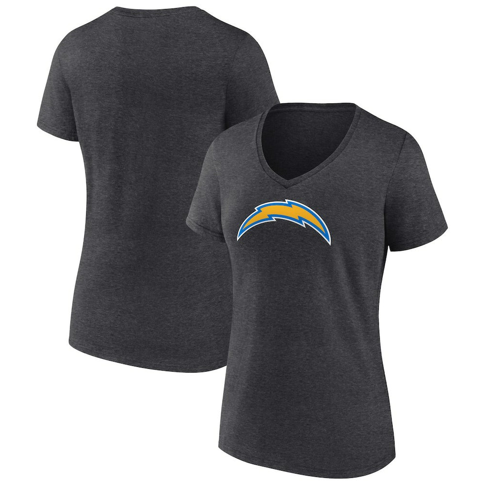 Los Angeles Chargers Women's Primary Team Logo V-Neck T-Shirt Charcoal | NFL