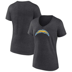 Los Angeles Chargers Women's Primary Team Logo V-Neck T-Shirt Charcoal | NFL