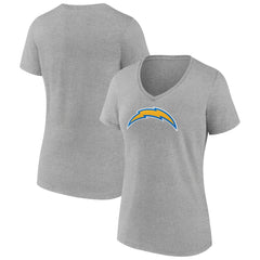 Los Angeles Chargers Women's Primary Team Logo V-Neck T-Shirt Heather Gray | NFL