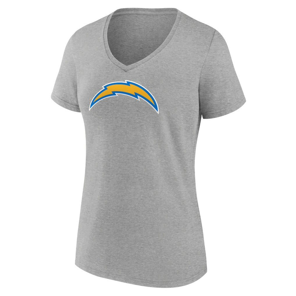 Los Angeles Chargers Women's Primary Team Logo V-Neck T-Shirt Heather Gray | NFL