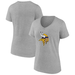 Minnesota Vikings Women's Primary Team Logo V-Neck T-Shirt Heather Gray | NFL