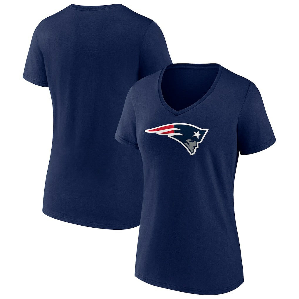 New England Patriots Women's Primary Team Logo V-Neck T-Shirt Navy | NFL