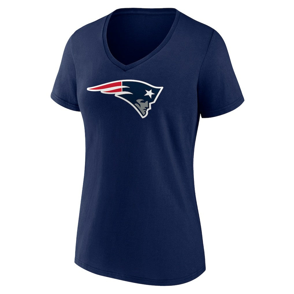 New England Patriots Women's Primary Team Logo V-Neck T-Shirt Navy | NFL
