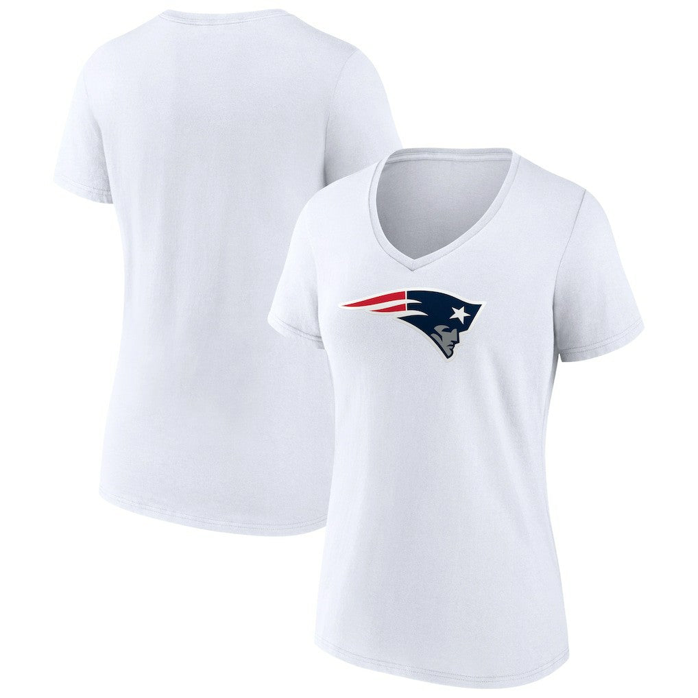 New England Patriots Women's Primary Team Logo V-Neck T-Shirt White | NFL